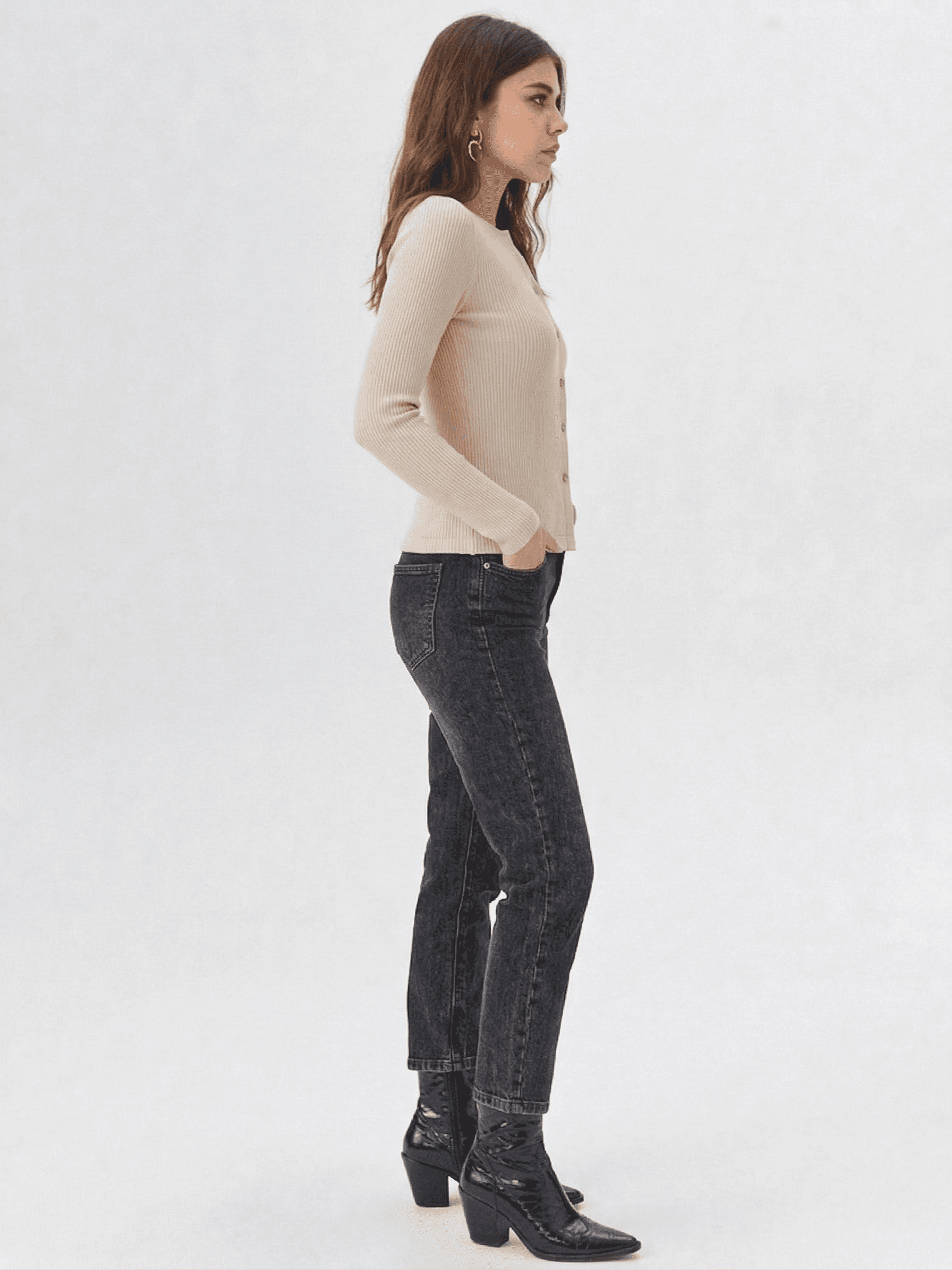 Cárdigan Entallado Punto Acanalado 3