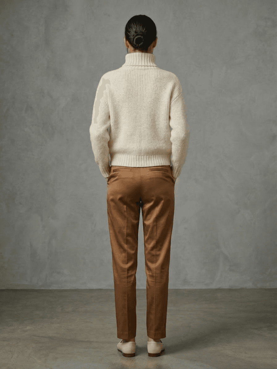 Pantalón Satín Estilo Capri Tiro Alto 4