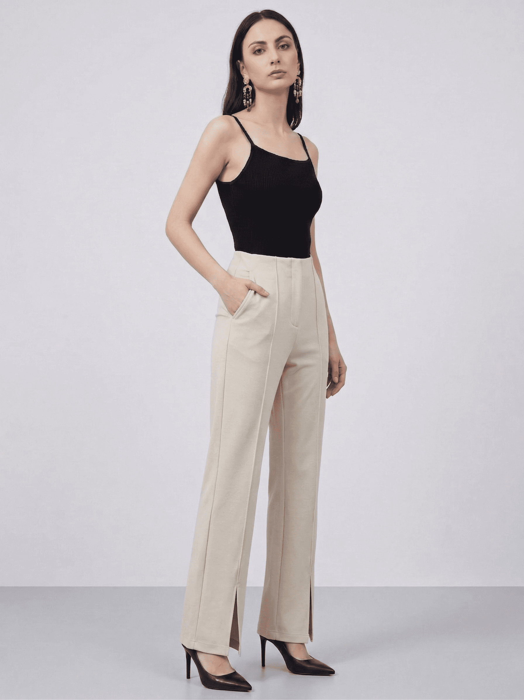 Pantalón Recto con Aberturas Frontales