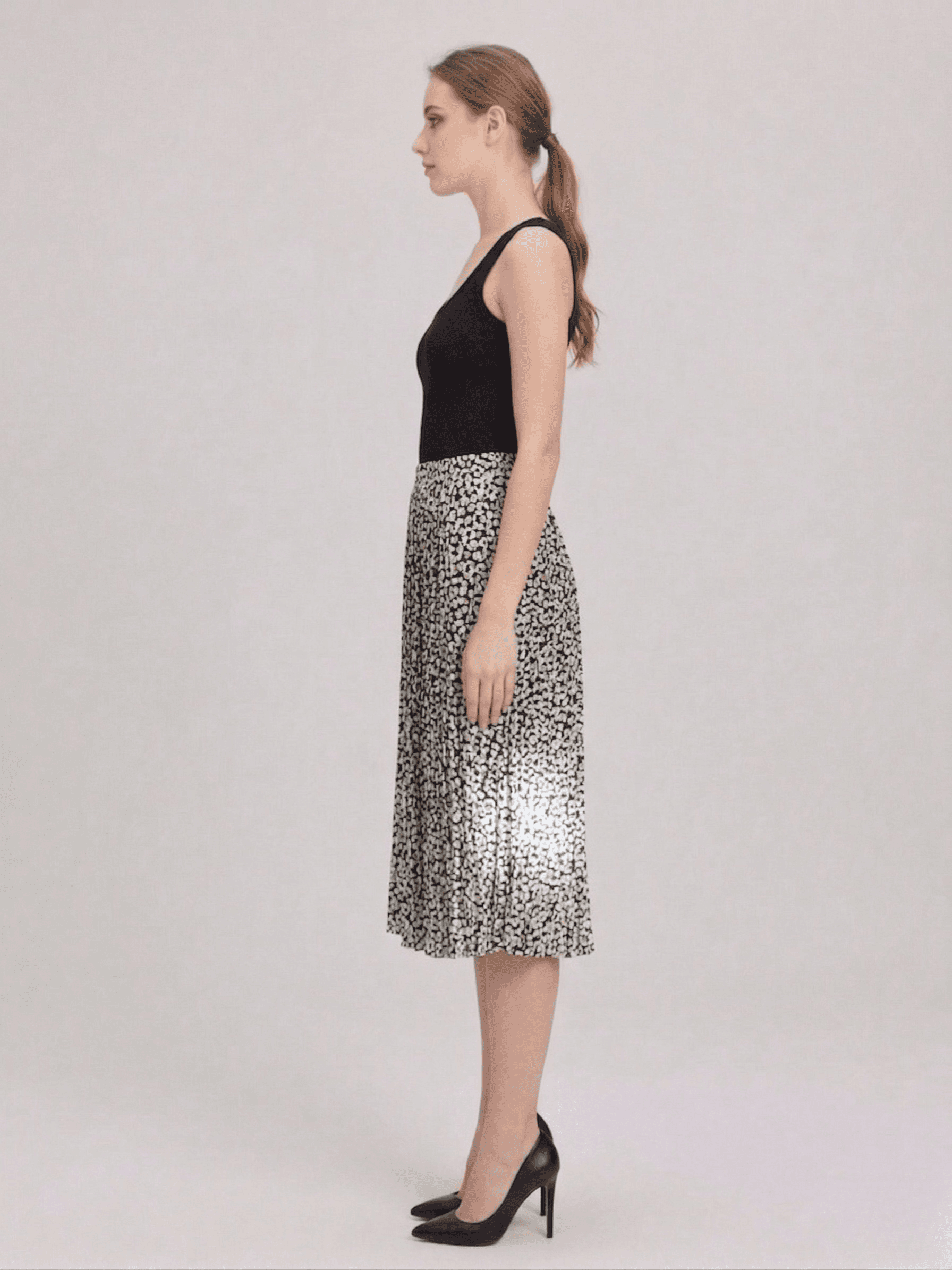 Falda Midi Plisada Flores 3