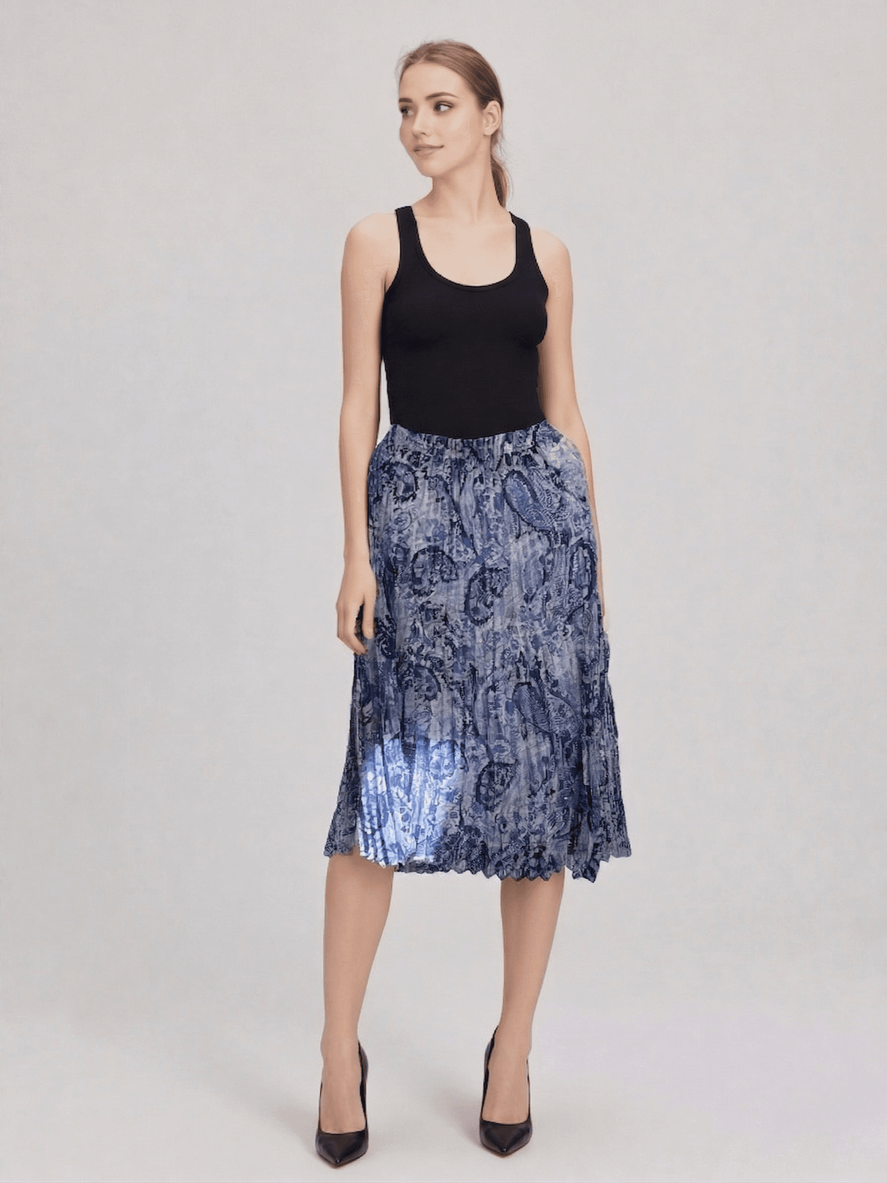 Falda Midi Plisada Paisley 1