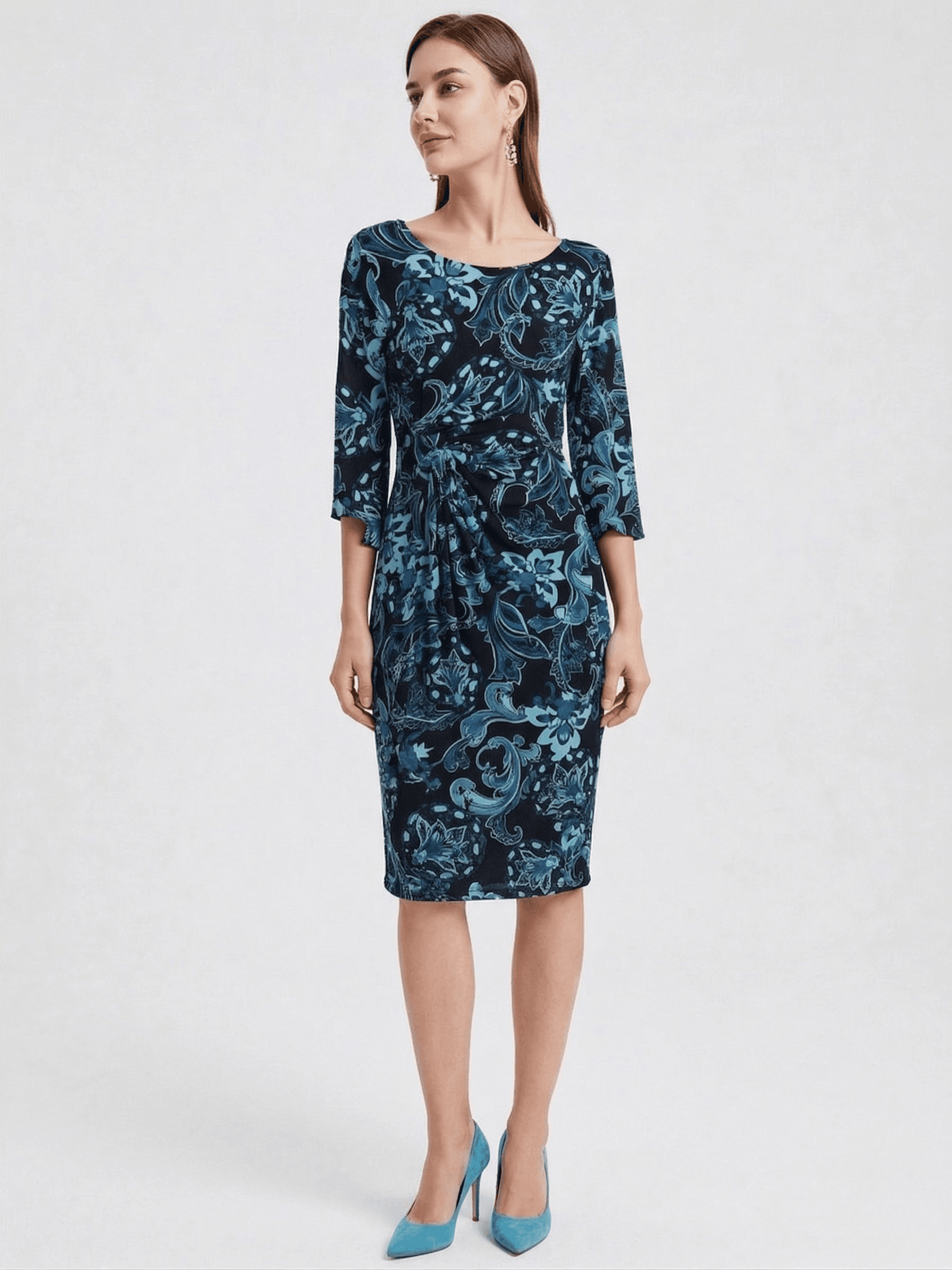 Vestido Midi Estampado Abstracto Azul 1