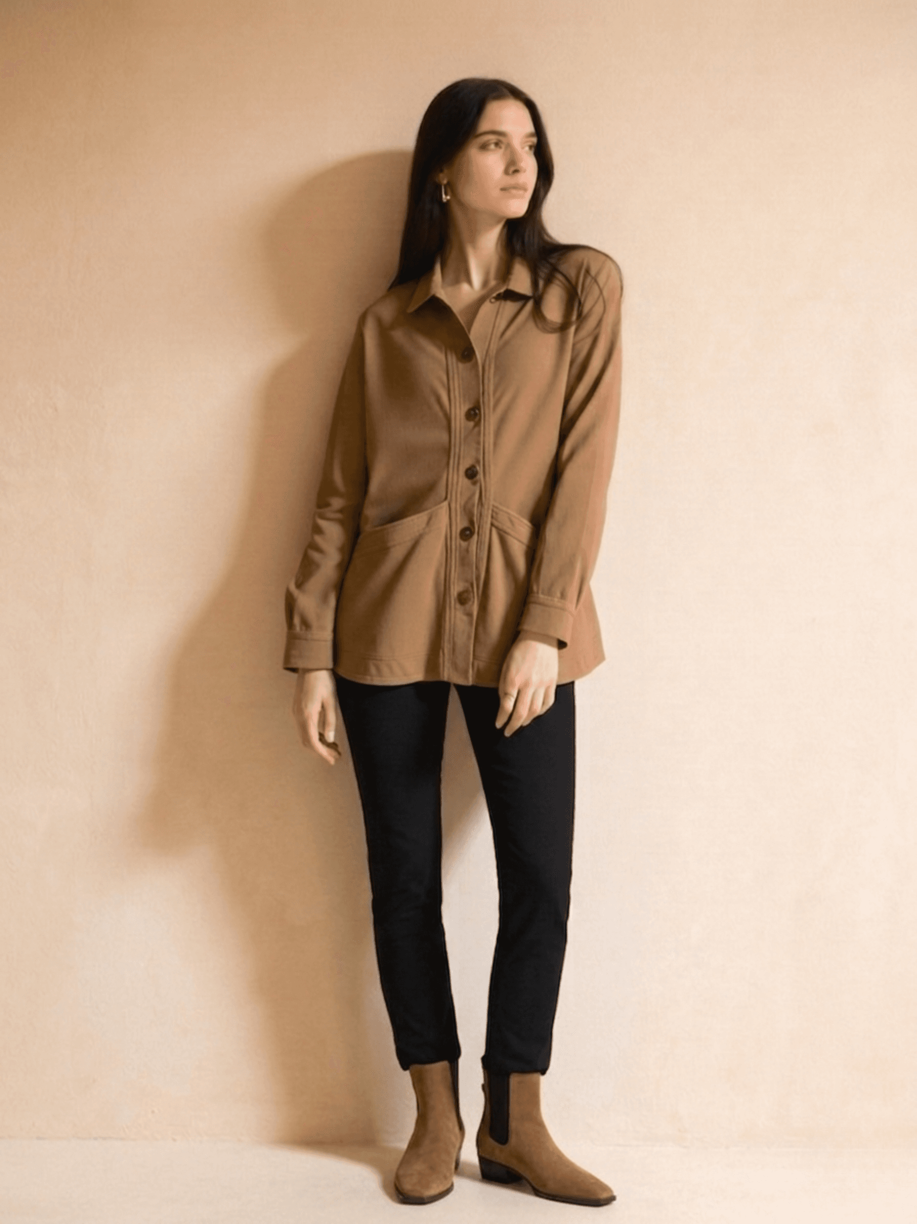 Sobrecamisa Camel con Botones Grandes 1